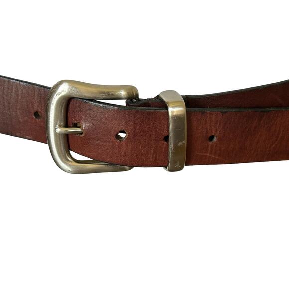Vintage 70s Leather Belt Solid Brass Buckle main image 5